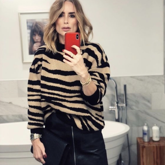 Anine Bing Cheyenne Zebra-Print Cashmere Sweater - Picture 2 of 7